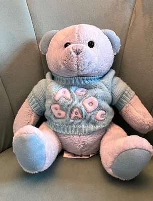 Animal Alley BLUE ABC TEDDY BEAR JUMPER TOYS R US SOFT PLUSH TOY 11' VINTAGE - Image 1 of 4