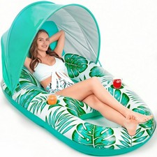 Sunikko X 3-in-1 Pool Floats with Canopy Cup Holder, Tanning Pool Large