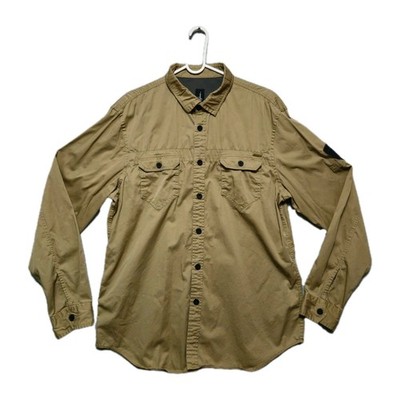 HOWE No65 Utility Shirt Mens Large Khaki Long Sleeve Cotton Workwear