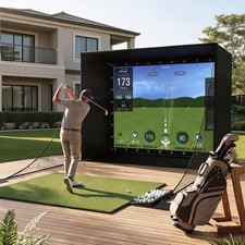 11x8x6ft Golf Hitting Cage Net W/ 4K-Ready Impact Screen for Swing Practice