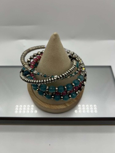 Multi-Strand Beaded Coil Bracelet Set