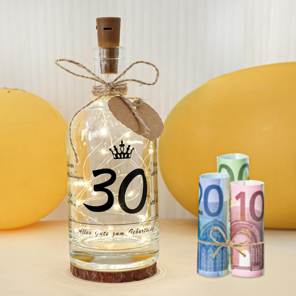 Led Flaschenlicht 30 Geburtstag Personalisiertes Geschenk Geldgeschenke FüR-image
