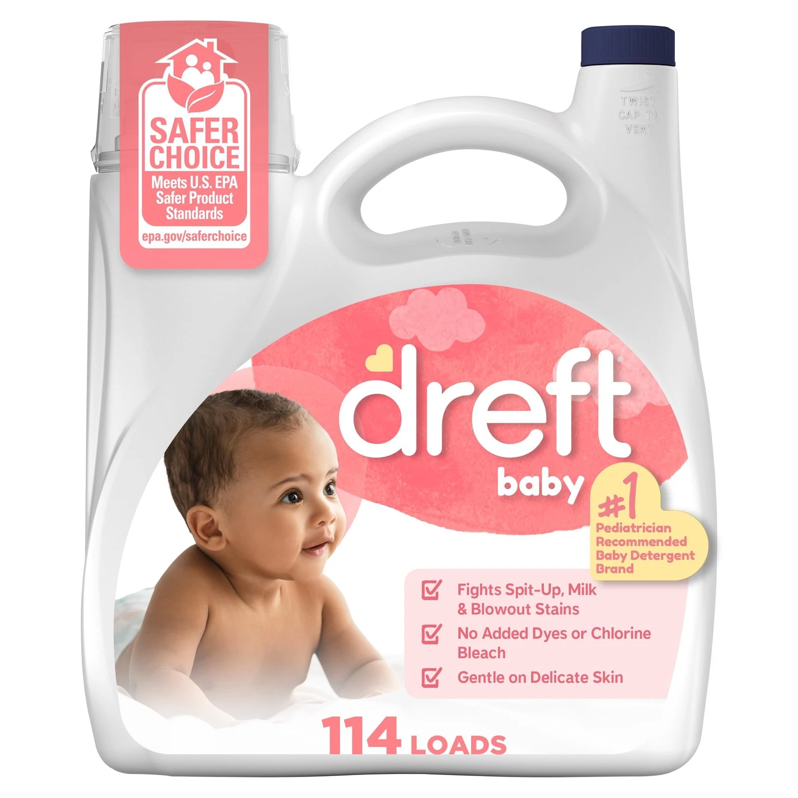 Baby Liquid Laundry Detergent, Fights Stains, Removes Odors, 114 loads, 150 f...