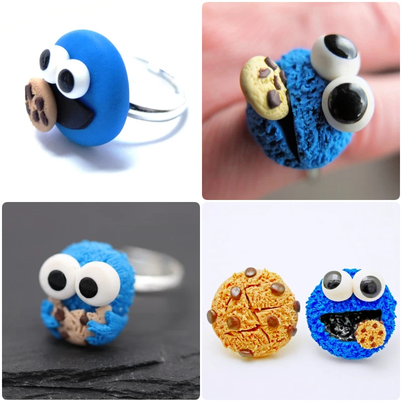 Krümelmonster Ring Karneval Cookie Fasching Schmuck blau Keks Beste Freunde BF