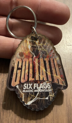 Six Flags Magic Mountain Coaster Goliath Acrylic Keychain New