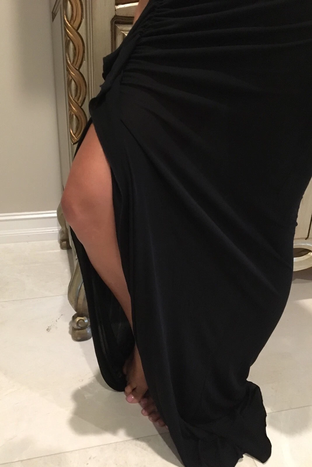 Incredibile abito nero VERSACE COLLECTION lunghezza pavimento taglia 38 nuovo con etichette