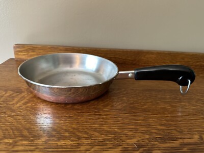 Vintage 1801 Revere Ware 7 Inch Copper Bottom Skillet Fry Pan Rome New York USA
