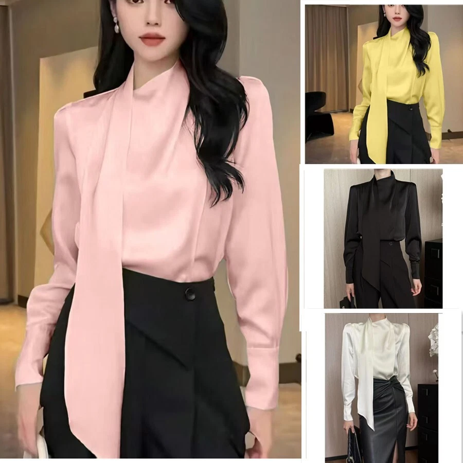 全新时尚系带女式上衣修身衬衫长袖衬衫上衣服装 - 第 1 张/共 9 张