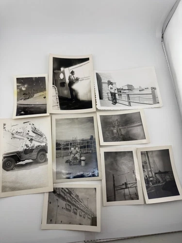 Vtg WW2 Photos US Army Transport President Buchanan Burial At Sea Misc Soldiers