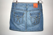 Womens TAG JEANS Embellished Blue Jean Mini Skirt 5 Pocket ID 5008 28 EUC