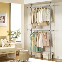Prince Hanger Silver Crome Adjustable 2 Tier Hanger Chrome Steel Prince Hanger Silver Crome Adjustable 2 Tier Hanger Chrome Steel