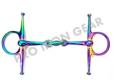 Full Cheek Double Broken With Oval Link Horse Bit  Stainless Steel RAINBOW COLOR