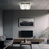 Deckenleuchte Deckenlampe Wohnzimmerleuchte Silber Glas Led 4 Flammig L 24 Cm