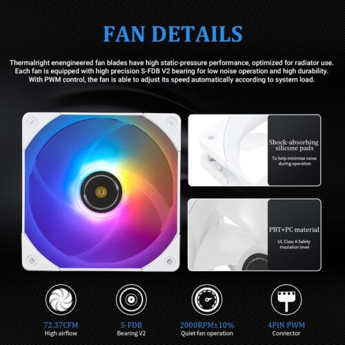 360 White ARGB Water Cooling CPU Cooler with 3 Fans – Elegant and Efficient - Picture 7 of 8