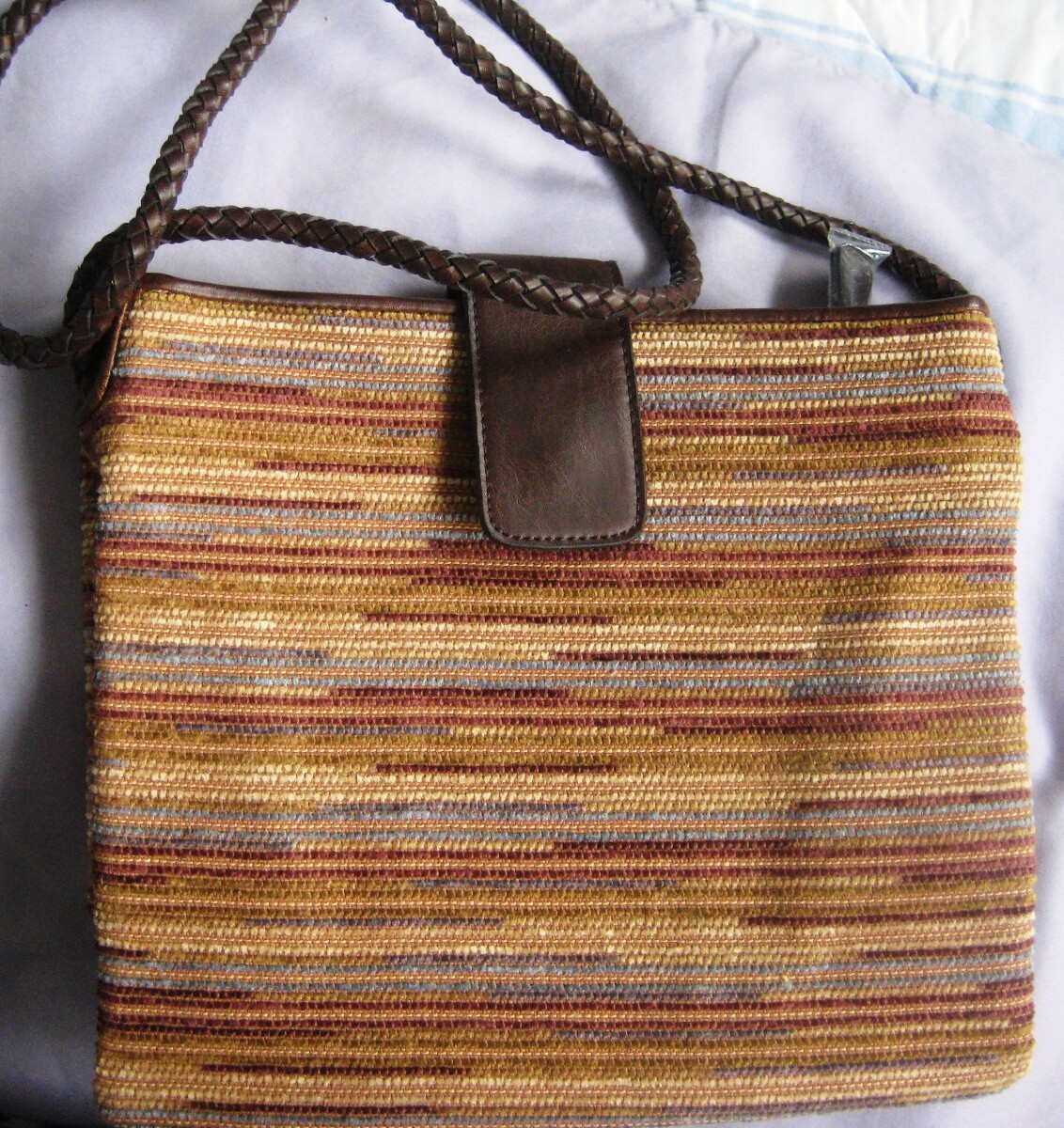 Relic Canvas Striped Leather Vintage Material Handbag Braided