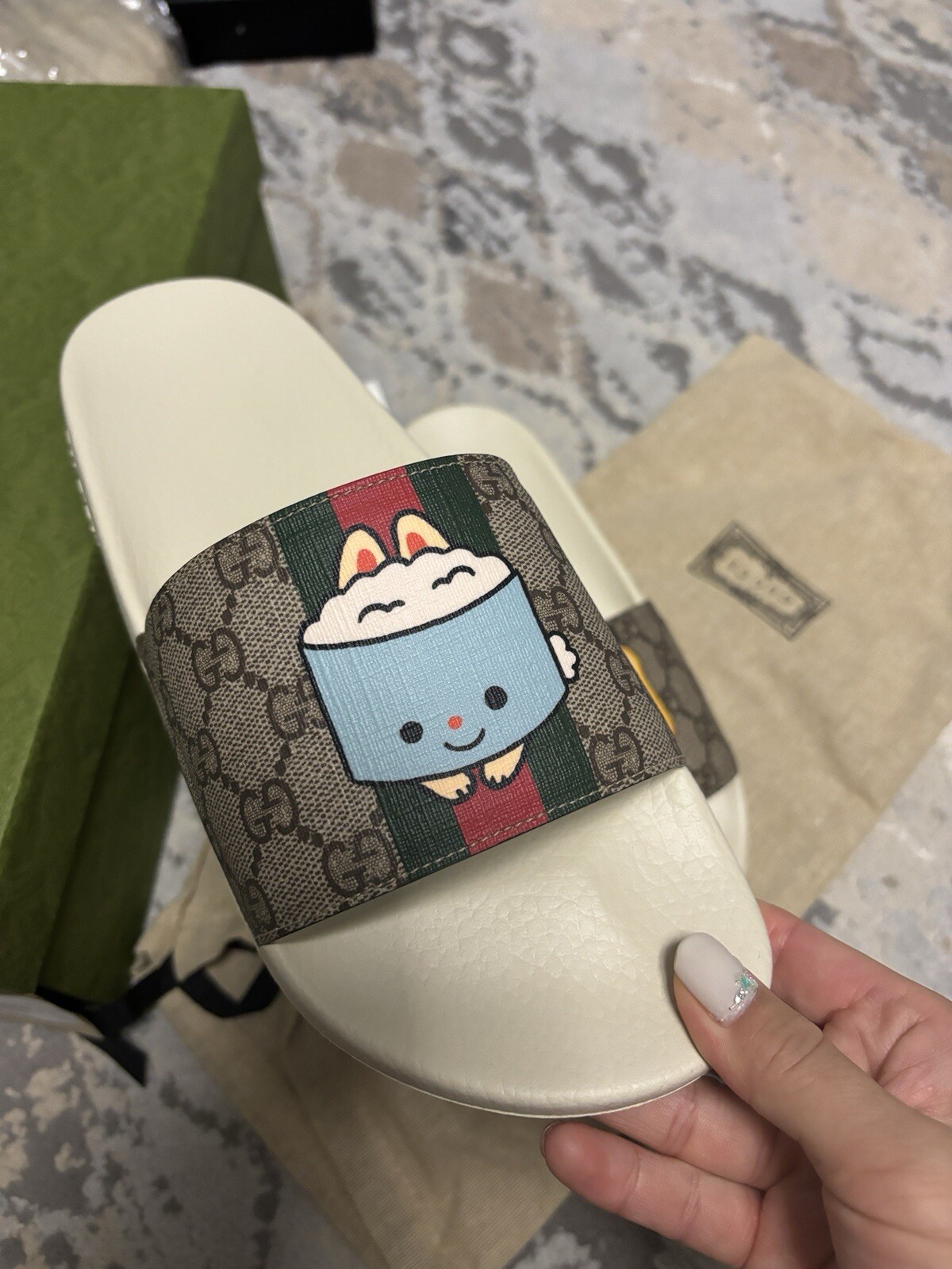 NEW Gucci BUNNY TOAST H20 Animal Web Slides Monogram Sandals G 9 Or G 8 image 5