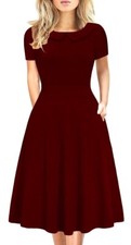 Woman’s Elegant Vintage Cotton Casual Work Party Collar A Line Dress With Pocket