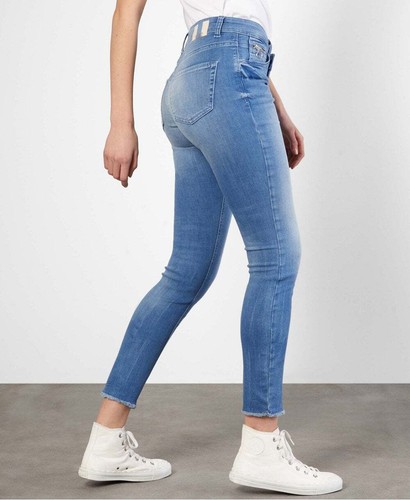 MAC Slim Fit Fringe Light Blue Edgy Wash Slim Fit Jeans SIZE 6 TO 14 - Picture 4 of 6