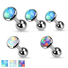 3 Pc Opal Set Top Surgical Steel Helix Tragus Cartilage Barbell Stud Earring