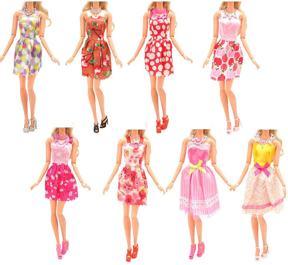 32 Pcs Barbie Clothes Doll Fashion Wear Clothing Outfits Dress up Gown Shoes Lot