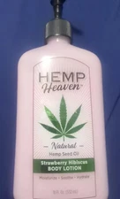 Hemp Heaven body Lotion Strawberry Hibiscus Organic lotion Hemp Seed Oil~12 Oz