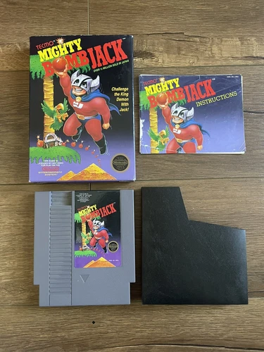 MIGHTY BOMB JACK - NINTENDO NES COMPLETE GAME CIB (GAME, BOX, MANUAL) w/ Case⚡️