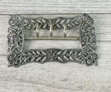 Unbranded Victorian Cut Steel Sash Buckle Antiqued Silver Tone
