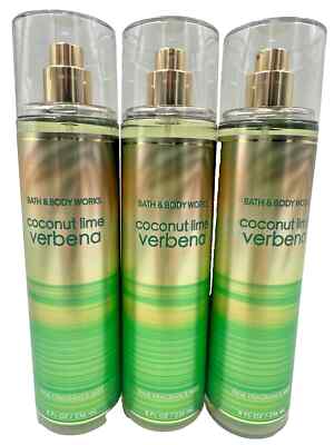 3 Bath & Body Works Coconut Lime Verbena Fragrance Mist Spray 8 oz Jasmine
