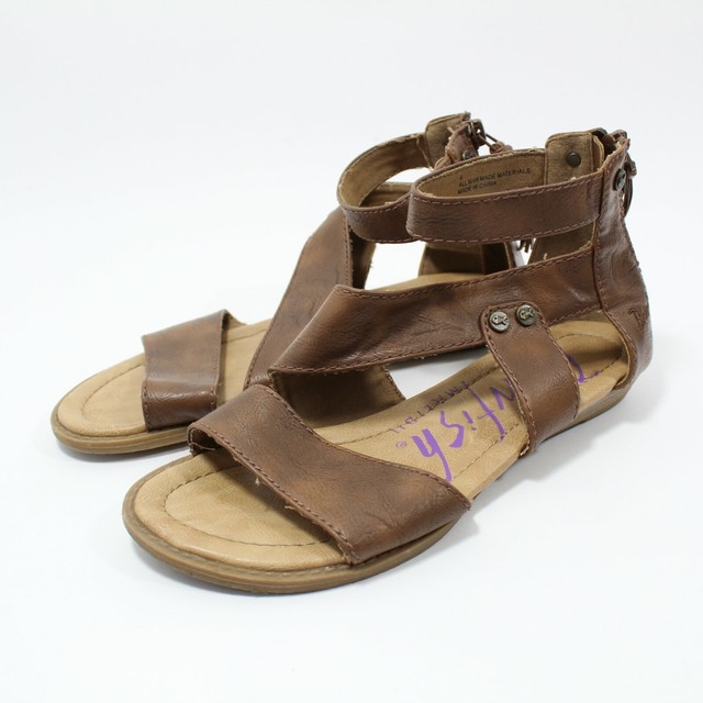 Blowfish Brown Vegan Ankle Wrap Flat Sandals Women's 6 D'orsay Gladiator | eBay