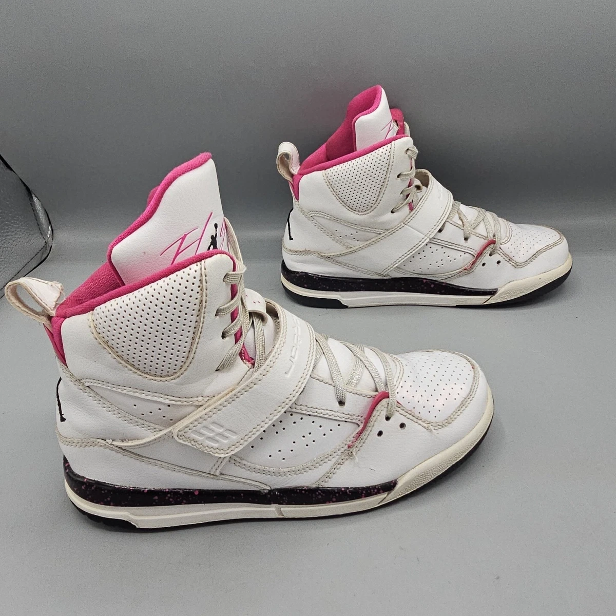Nike Air Jordan Flight 45 High Top Sneakers Youth 2Y Pink White