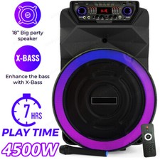4500W Portable Party Speaker Deep Bass 18"Powerful Woofer Karaoke w/Mic Remote
