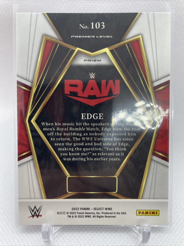 2022 Panini Select WWE - Edge Premier Level #103 Retail Red & Blue Prizm - Image 2 of 2
