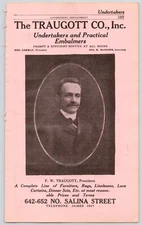 1918 Traugott Co Undertakers Practical Embalmers at all Hours Syracuse NY  Ad