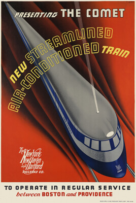 The Comet - New Streamlined Air -Conditioned Train - 1935 - Travel Poster