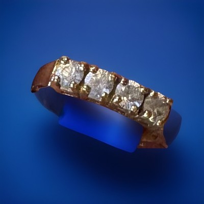 Goldstone Ring With 4 Clear Stones Size 7.5