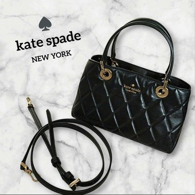 Kate Spade Sullivan Satchel 2way Small Quilted Leather Handbag Black