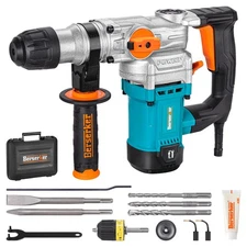 1-1/8" SDS-Plus Rotary Hammer Drill with 1/2" SDS Plus Shank Keyless Chuck Ad...