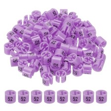 100 Pcs Clothes Hanger Marker Number 52 Tag 3mm Rod Garment Size Tag Purple Pink