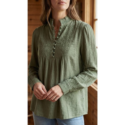 #ad #ad Sundance Mock Neck Eyelet Button up Top Sage Green Small Victorian Prairie $20.00
