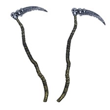 2 Pcs 38" Detachable Grim Reaper Scythe Prop - 3 Skull Design Halloween Costu...