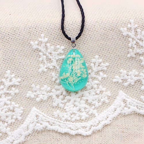 3PCS Dried Flower Teardrop-Shaped Necklace Luminous Adjustable Length-Yellow - Picture 3 of 16