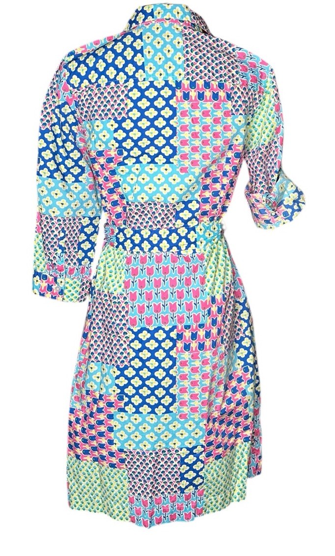 Talbots Island Patchwork Floral Print Belted Shir… - image 9