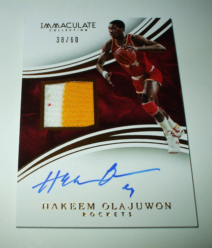 2015-16 IMMACULATE COLLECTION GAME-WORN PATCH HAKEEM OLAJUWON 38/60 AUTO #PA-HO1