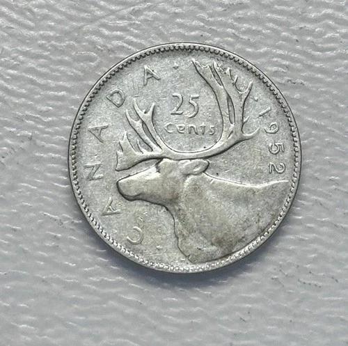 1952 - Canada 25 Cents/Quarter - 0.800 Silver Coin
