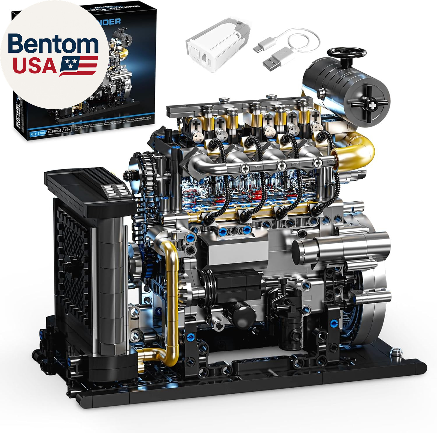 Diesel Engine Model Kit That Runs for Adults, MOC Mini Inlin