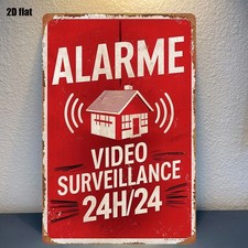 ALARME Video Surveillance 24H/24 Vintage Metal Sign Home Security Decor