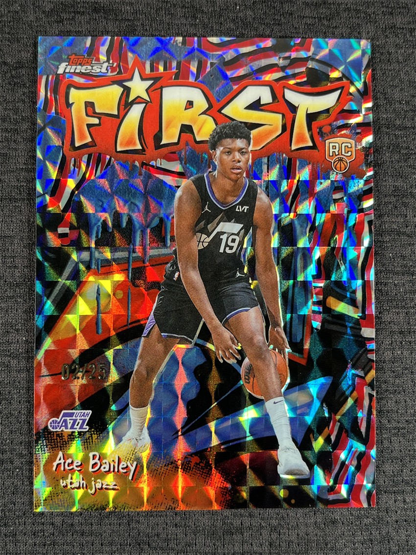 2025-26 Topps Finest Ace Bailey RC First Geometric Red Black Refractor 02/25