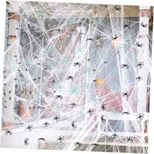 300 Sqft Halloween Spider Web Decorations, with 10 Glow 300 Sqft Web+20 Spider