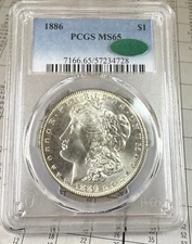 1886 Morgan Silver Dollar $1 PCGS MS-65 w/ CAC Flashy 90% US Silver Dollar