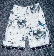 Nike Boys Athletic Tie Dye Shorts L 12-13 YRS White Black With Blue Drawstring